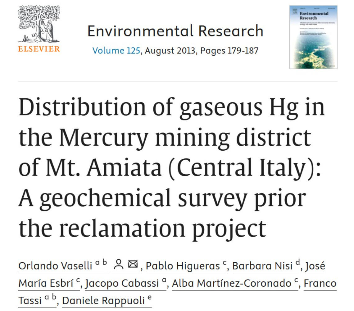 Distribución del Hg gaseoso en el distrito minero de mercurio del Monte Amiata (Italia central): Prospección geoquímica previa al proyecto de restauración