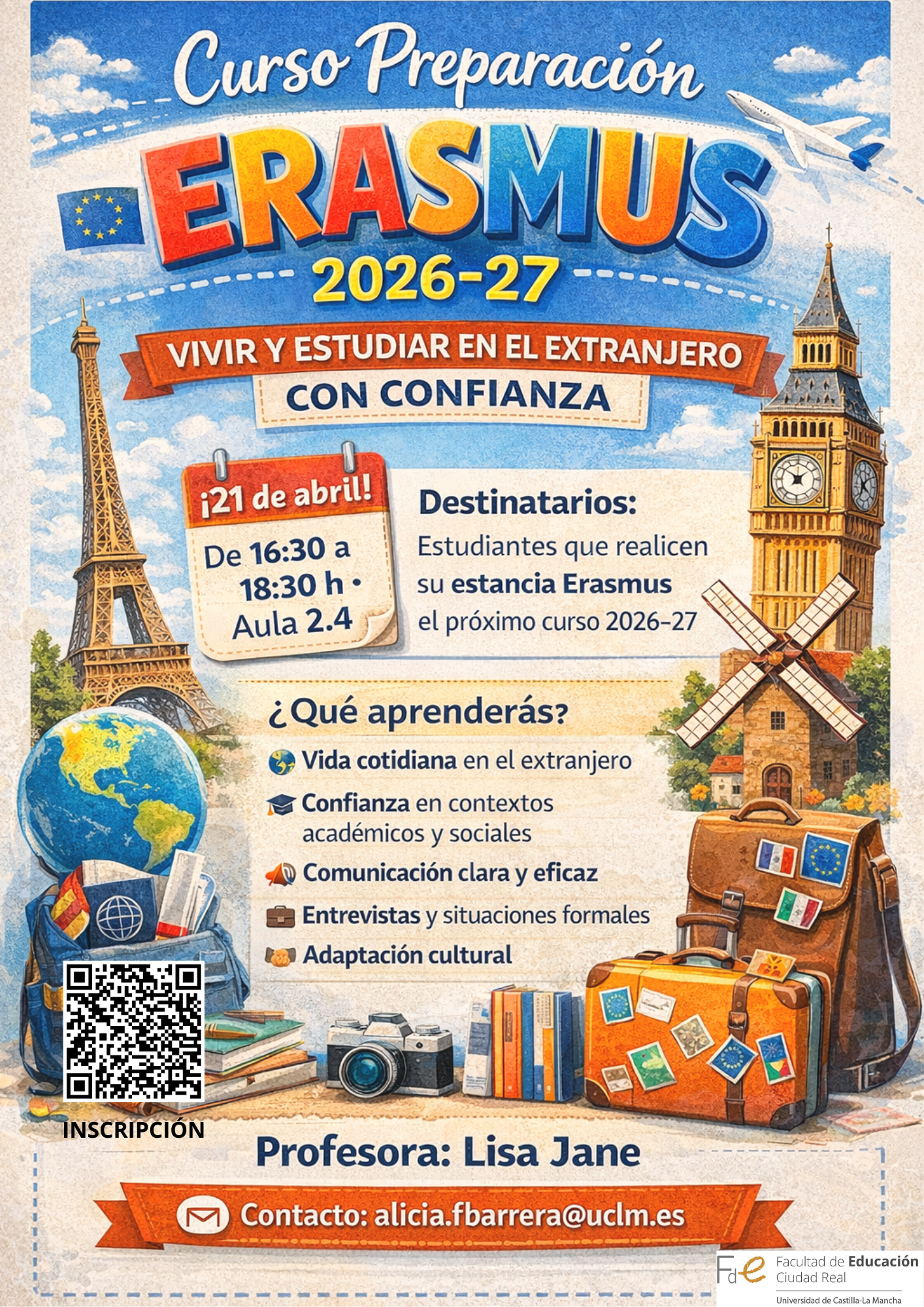 Cartel curso preparatorio Erasmus 26-27